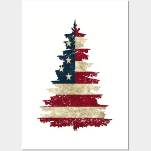 American Flag Pine Tree Posters and Art